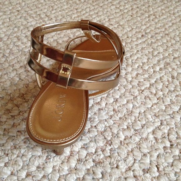 J. CREW - Greta Metallic T-Strap Sandal - NEW in Box - Picture 5 of 8
